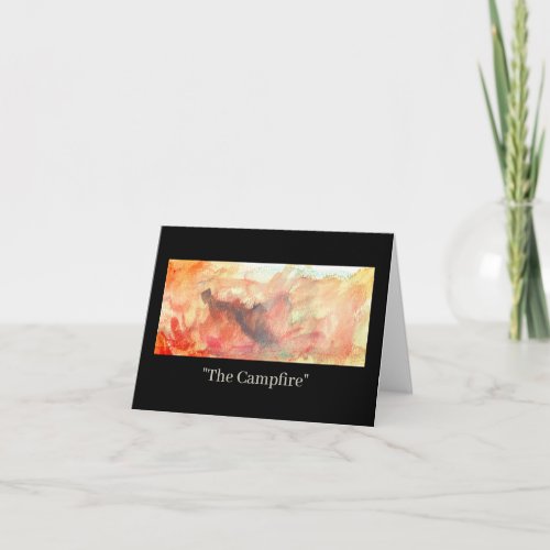 The Campfire abstract watercolor painting blank Card