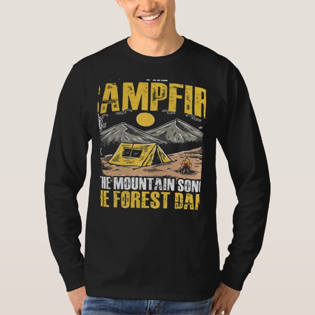 The Campfire Forest Camp Travel Hiking Camper Camp T-Shirt (Front)