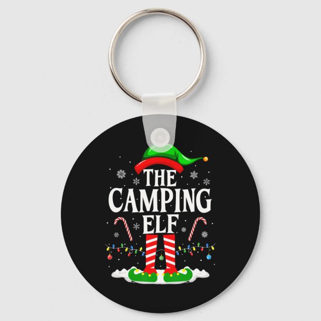 The Camping Elf Xmas Funny Matching Family Group C Keychain (Front)