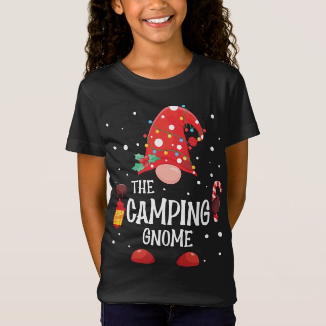 The Camping Gnome Matching Family Christmas Gnome  T-Shirt (Front)