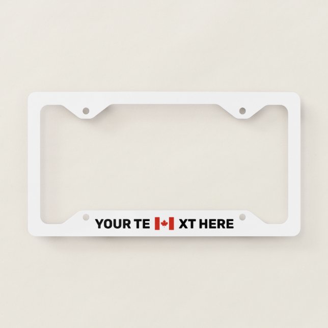 The Canada Flag White Personalized License Plate Frame (Front)