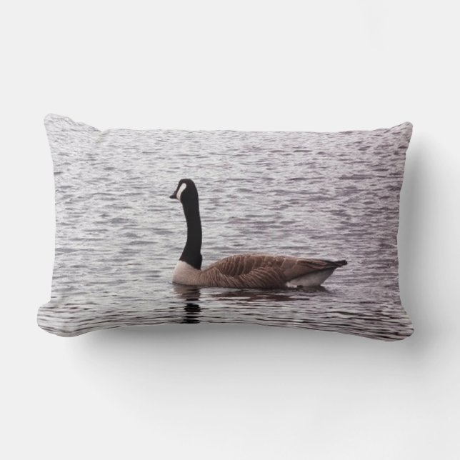 The Canada Goose on Lake Lumbar Pillow (Front)