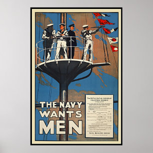 The Canadian Navy Wants Men Vintage WW2 Poster