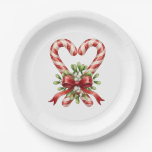 The Candy Cane Heart Paper Plates