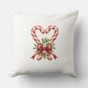 The Candy Cane Heart Throw Pillow