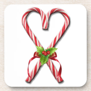The Candy Canes Heart Collection 2 Drink Coaster