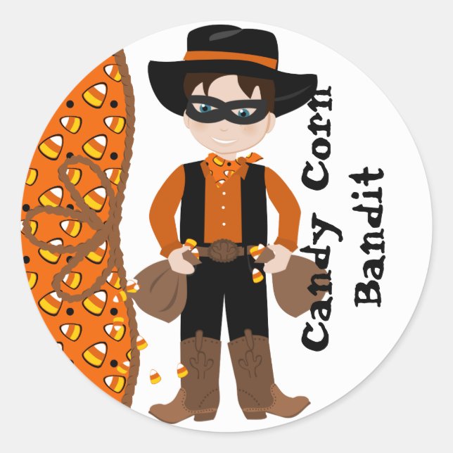 The Candy Corn Bandit Classic Round Sticker (Front)