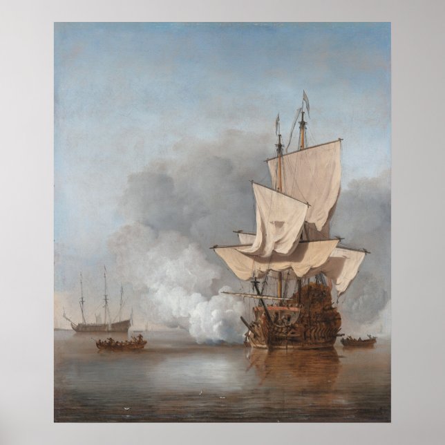 The Cannon Shot, Willem van de Velde the Younger Poster (Front)