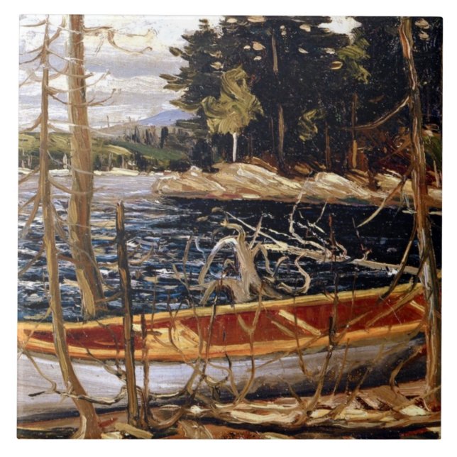 The Canoe, fine art by Tom Thomson Ceramic Tile (Front)
