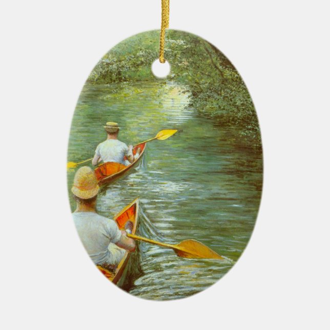 The Canoes, Perissoires by Gustave Caillebotte Ceramic Ornament (Front)