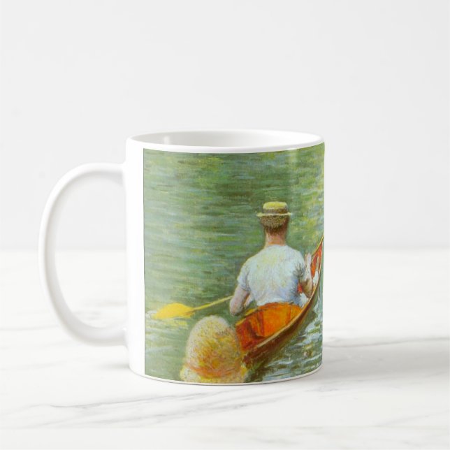 The Canoes, Perissoires by Gustave Caillebotte Coffee Mug (Left)