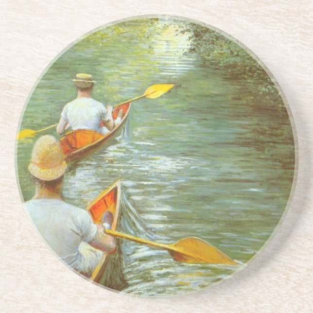 The Canoes, Perissoires by Gustave Caillebotte Drink Coaster (Front)