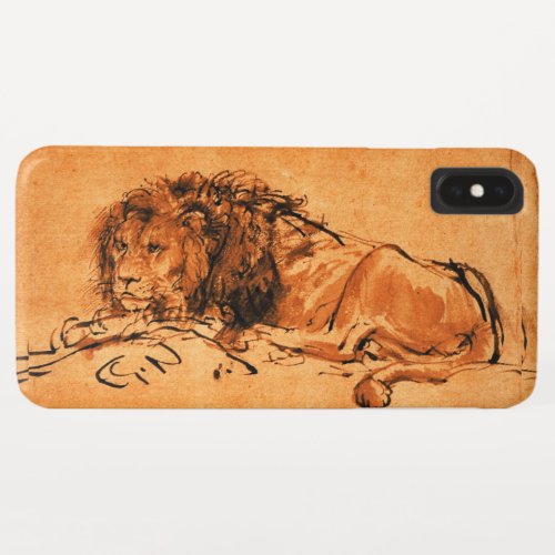 THE CAPE LION LYING DOWN Antique orange Black iPhone XS Max Case