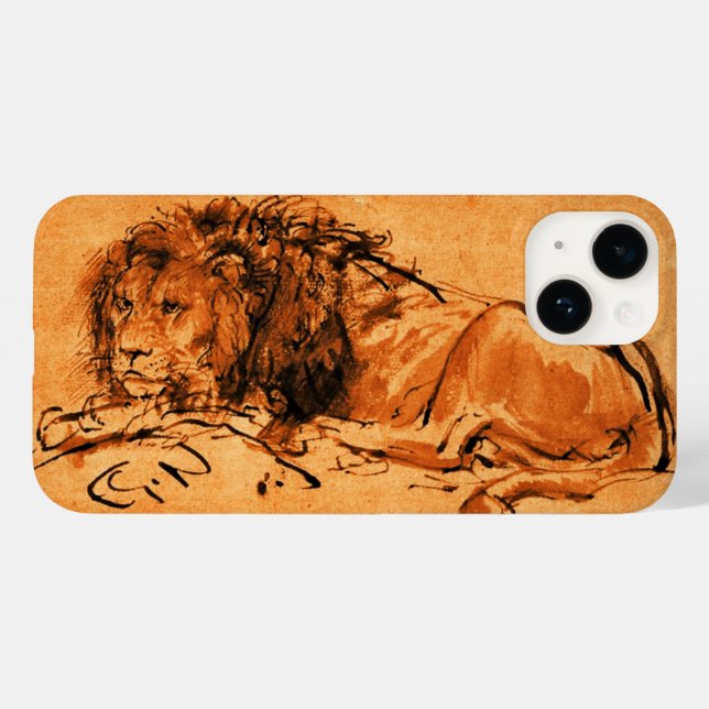THE CAPE LION LYING DOWN, Antique orange ,Black Case-Mate iPhone Case (Back (Horizontal))