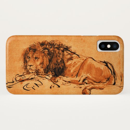 THE CAPE LION LYING DOWN Antique orange Black iPhone X Case