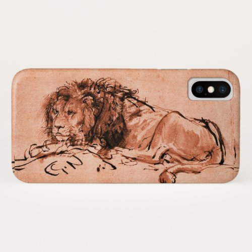 THE CAPE LION LYING DOWNAntique Pink Black iPhone X Case