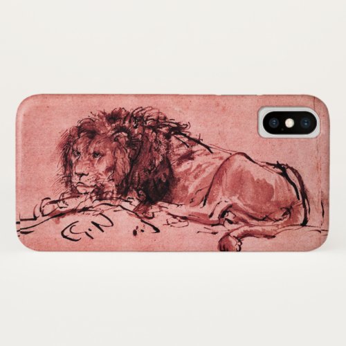 THE CAPE LION LYING DOWN Antique Pink Black iPhone X Case