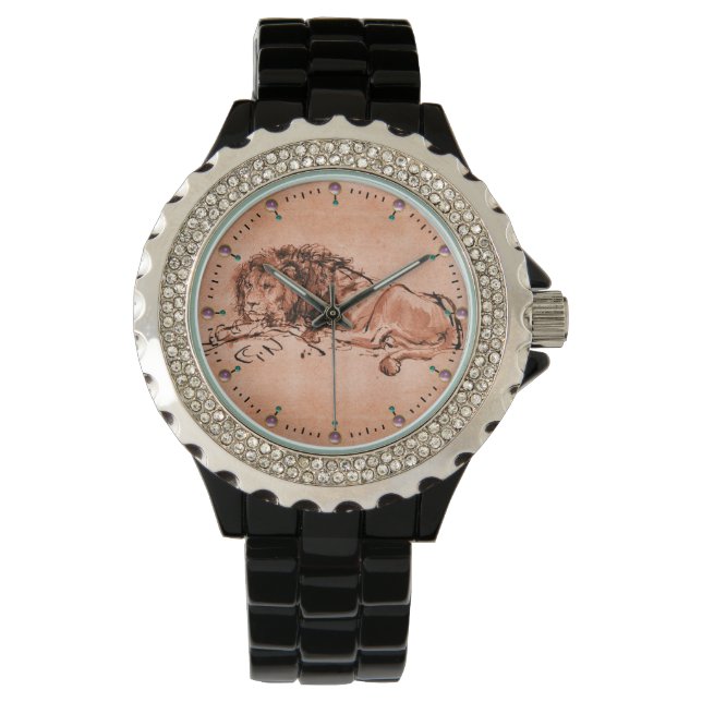 THE CAPE LION LYING DOWN, Antique Pink, Black Watch (Front)