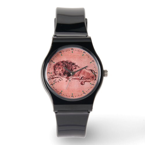THE CAPE LION LYING DOWN Antique Pink Red Watch