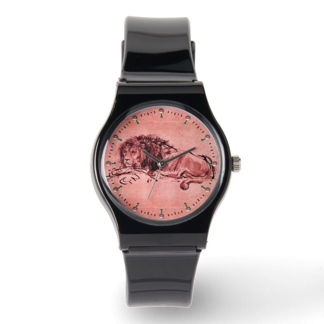 THE CAPE LION LYING DOWN, Antique Pink Red Watch (Front)