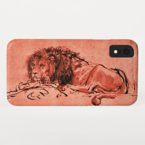 THE CAPE LION LYING DOWN Antique Red Black iPhone XR Case