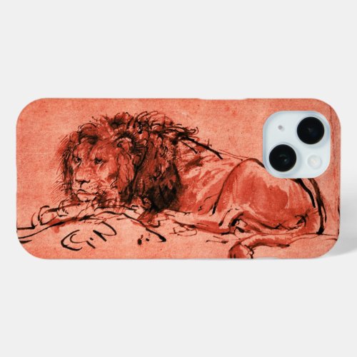 THE CAPE LION LYING DOWN Antique Red Black iPhone 15 Case