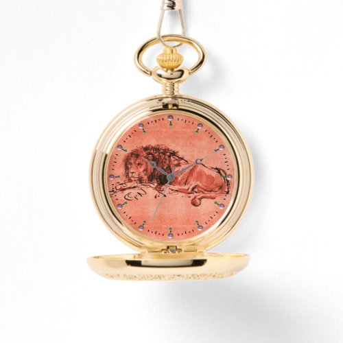 THE CAPE LION LYING DOWN Antique Red Black Watch