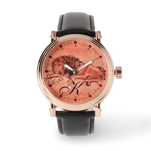 THE CAPE LION LYING DOWN,Antique Red Monogram Watch (Front)