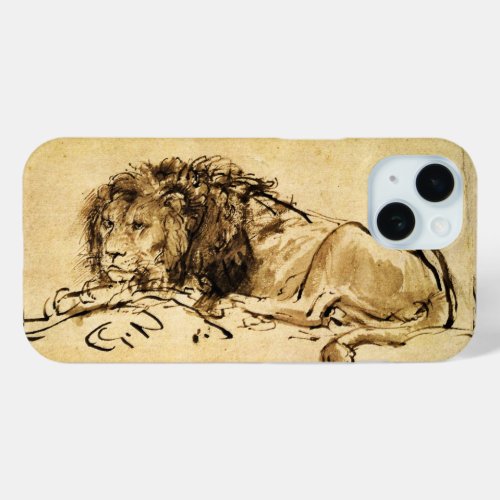 THE CAPE LION LYING DOWN Antique sepia Black iPhone 15 Case