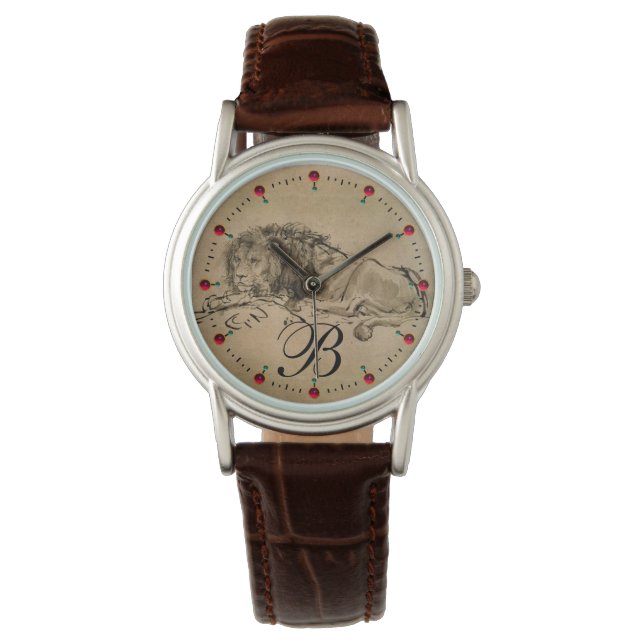 THE CAPE LION LYING DOWN, Brown Sepia Monogram Watch (Front)