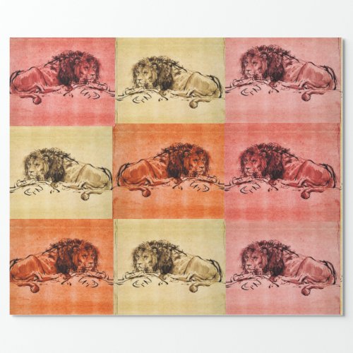 THE CAPE LION LYING DOWN by Rembrandt  Wrapping Paper