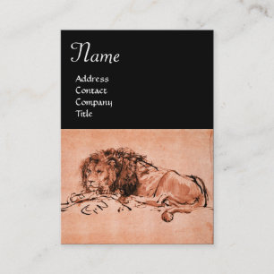 THE CAPE LION LYING DOWN MONOGRAM ,Pink Black Business Card