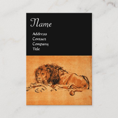 THE CAPE LION LYING DOWN Orange Black Business Card