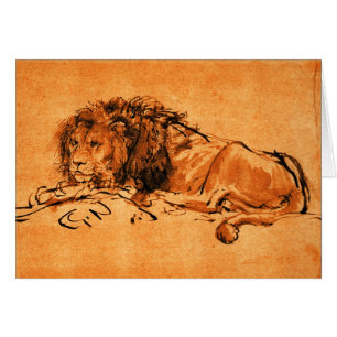 THE CAPE LION LYING DOWN, Orange ,Black Cards