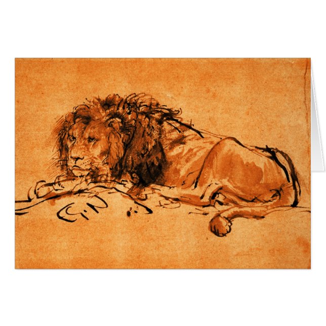 THE CAPE LION LYING DOWN, Orange ,Black Cards (Front Horizontal)