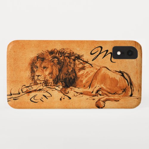 THE CAPE LION LYING DOWN Orange Black Monogram iPhone XR Case