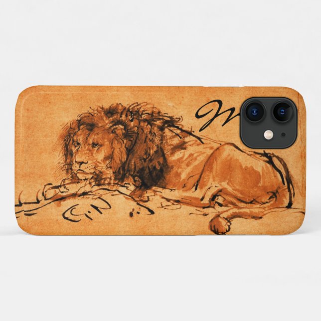 THE CAPE LION LYING DOWN, Orange ,Black Monogram Case-Mate iPhone Case (Back (Horizontal))
