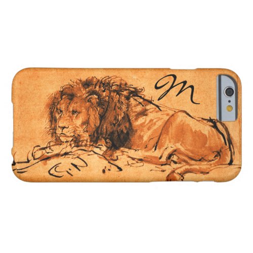 THE CAPE LION LYING DOWN Orange Black Monogram Barely There iPhone 6 Case