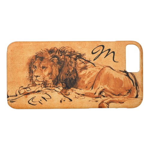 THE CAPE LION LYING DOWN Orange Black Monogram iPhone 87 Case