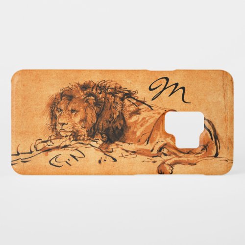 THE CAPE LION LYING DOWN Orange Black Monogram Case_Mate Samsung Galaxy S9 Case