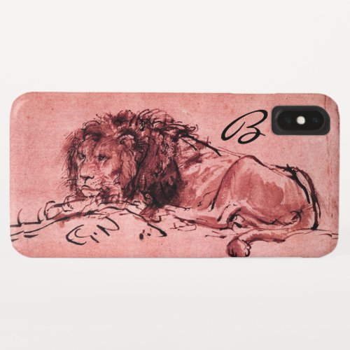 THE CAPE LION LYING DOWN Pink Black Monogram iPhone XS Max Case