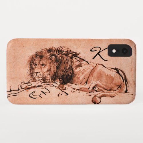 THE CAPE LION LYING DOWN Pink Black Monogram iPhone XR Case