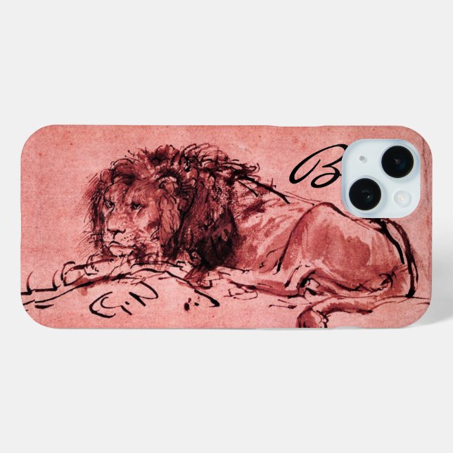 THE CAPE LION LYING DOWN, Pink ,Black Monogram Case-Mate iPhone Case (Back (Horizontal))
