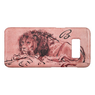 THE CAPE LION LYING DOWN, Pink ,Black Monogram Case-Mate Samsung Galaxy S8 Case