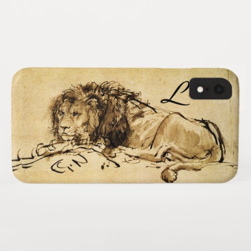THE CAPE LION LYING DOWN Sepia Black Monogram iPhone XR Case