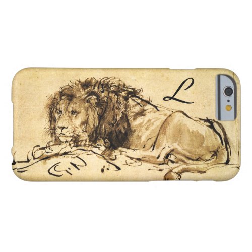 THE CAPE LION LYING DOWN Sepia Black Monogram Barely There iPhone 6 Case