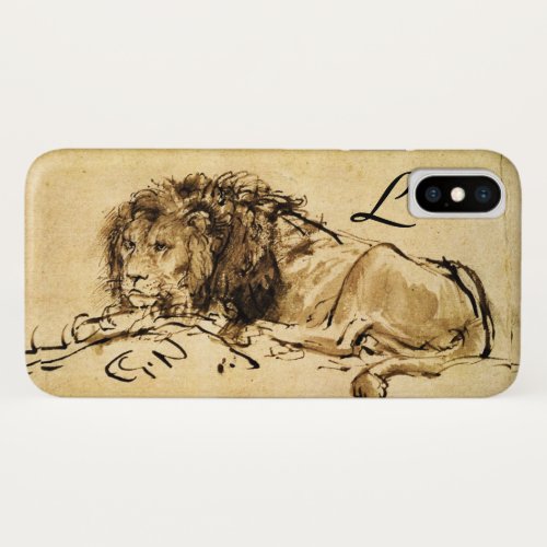 THE CAPE LION LYING DOWN Sepia Black Monogram iPhone X Case