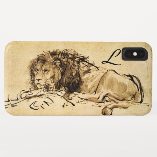 THE CAPE LION LYING DOWN Sepia Black Monogram iPhone XS Max Case