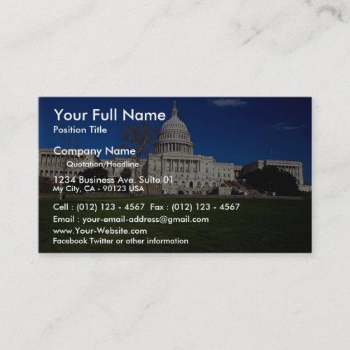 The Capitol building, Washington, D.C., USA Business Card Template