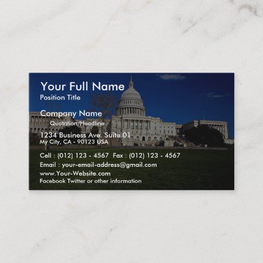 Customizable The Capitol building, Washington, D.C., USA Business Card Template